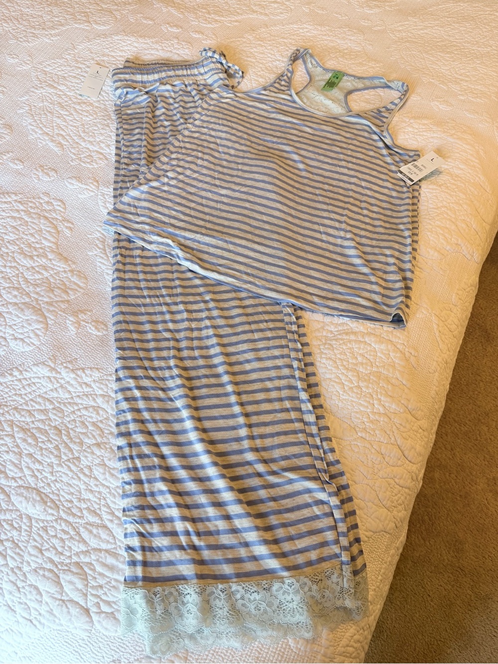 Honeydew USA Blue and White Striped Tank & Long Pajama Set
